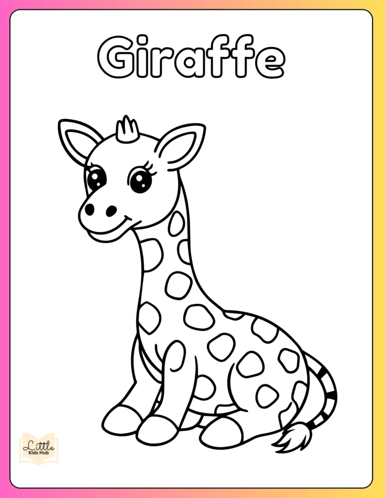 Coloring Picture Of a Giraffe For Toddlers